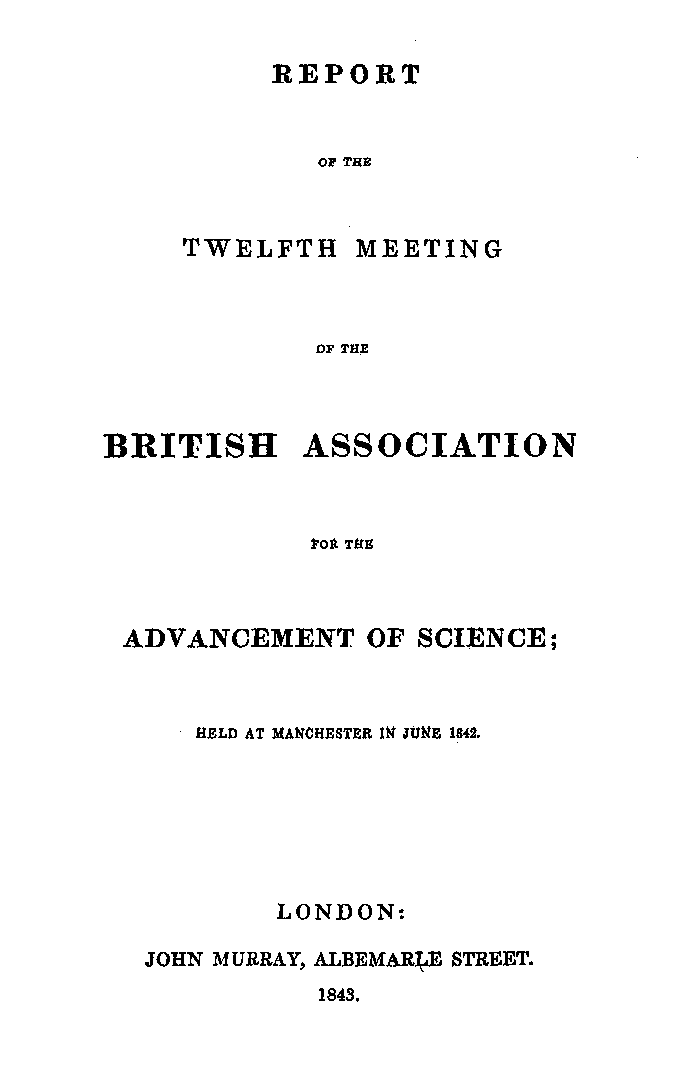 Report of a Committee appointed “to consider of the rules by which the Nomenclature of Zoology may be established on a uniform and permanent basis.” Strickland et al., 1842. Title Page